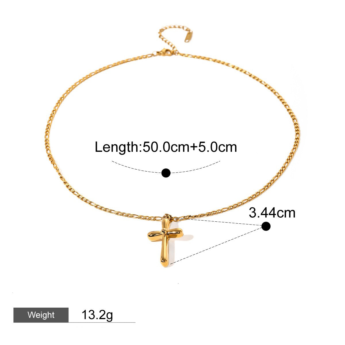 18K gold cross inlaid gemstone design exquisite and noble necklace