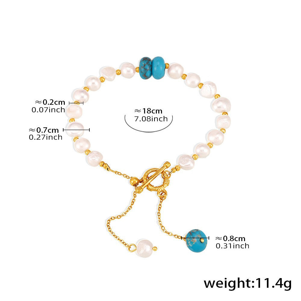 18K gold pearl with OT buckle design exquisite fashion bracelet