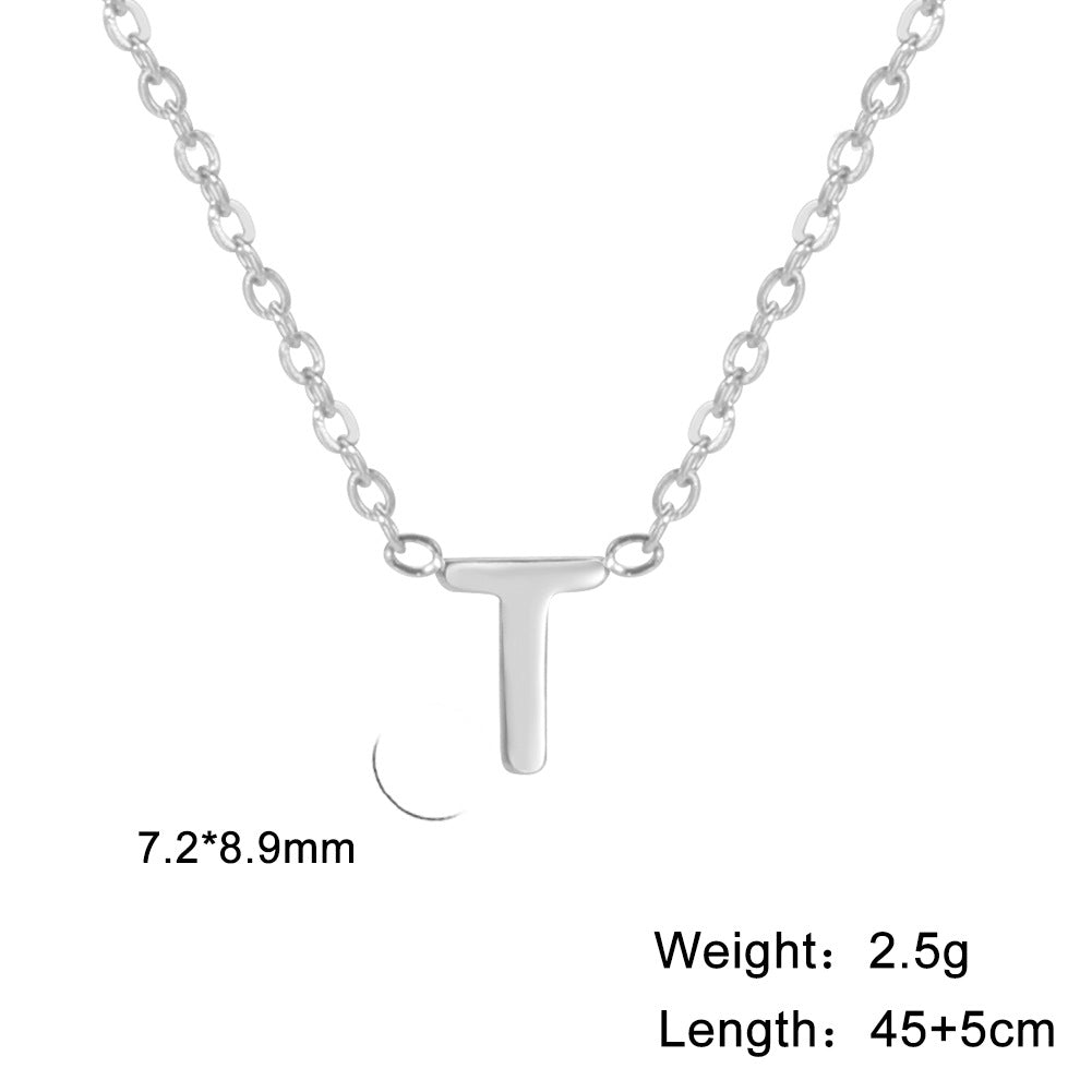 Hot-Selling Welded 26 Letters 18K Real Gold Electroplated Non-Fading Small Pendant Jewelry 304 Material Stainless Steel Necklace
