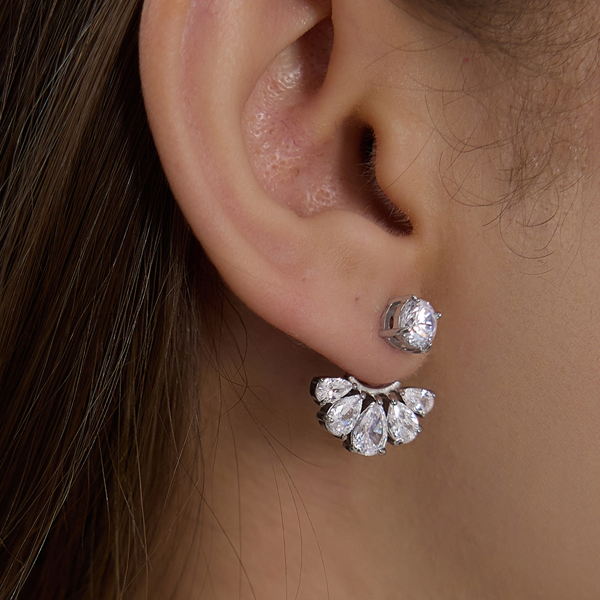 Fan Jacket Zircon Earrings Collection