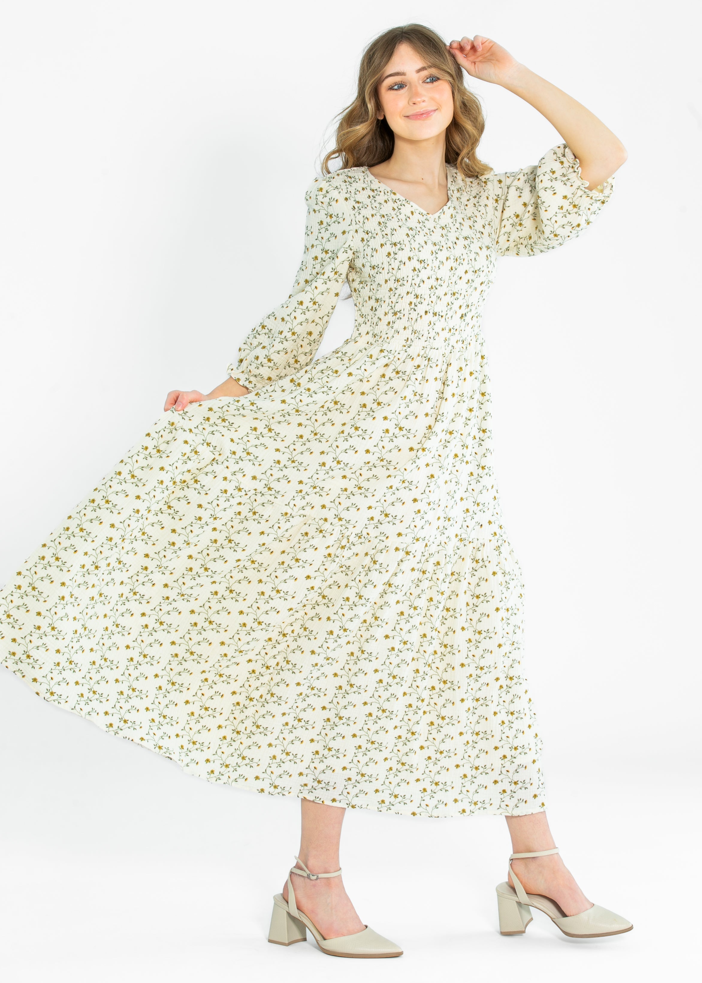 Flora Smocked Midi Dress