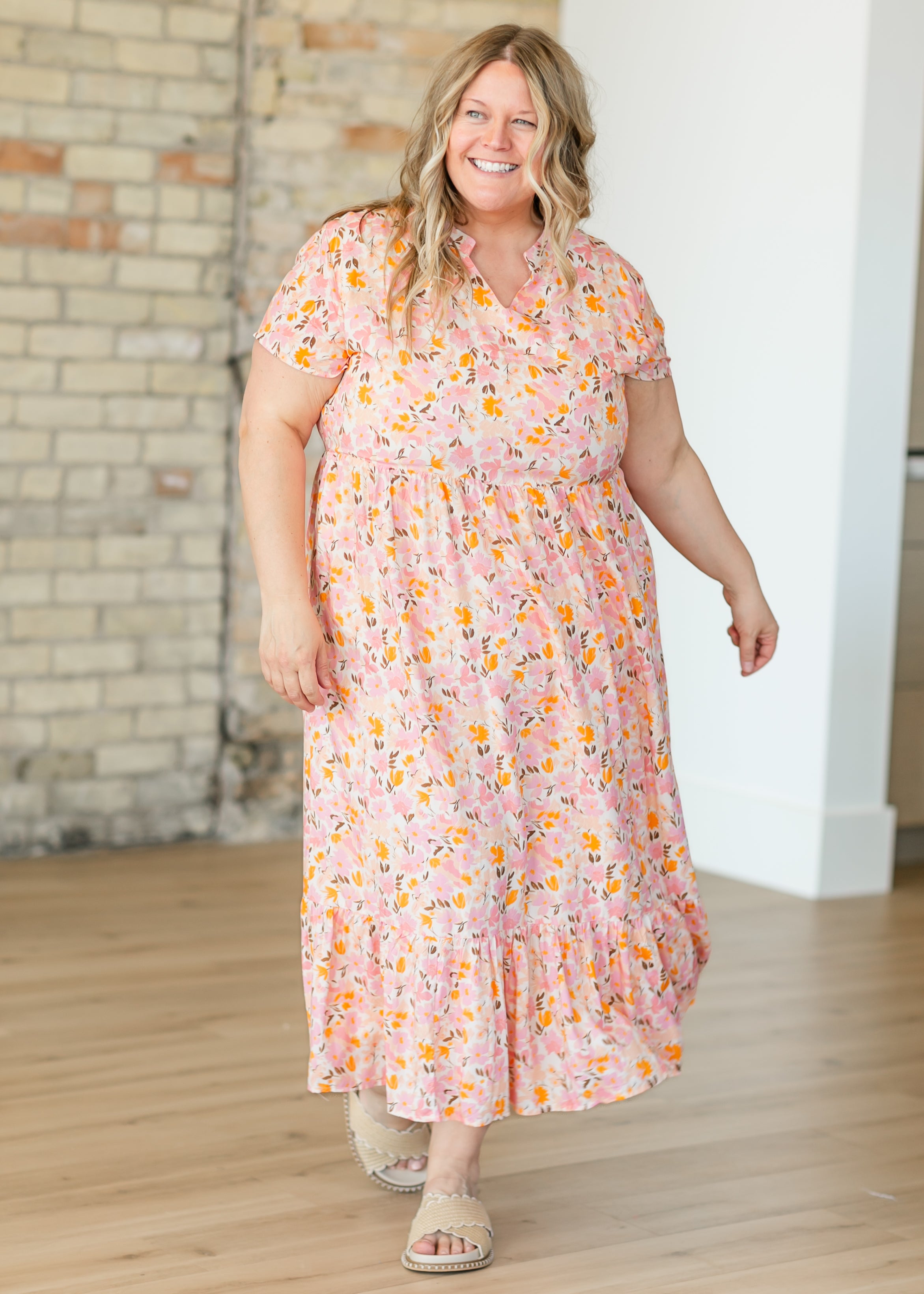 Jaydrien Floral Flutter Sleeve Midi Dress - FINAL SALE