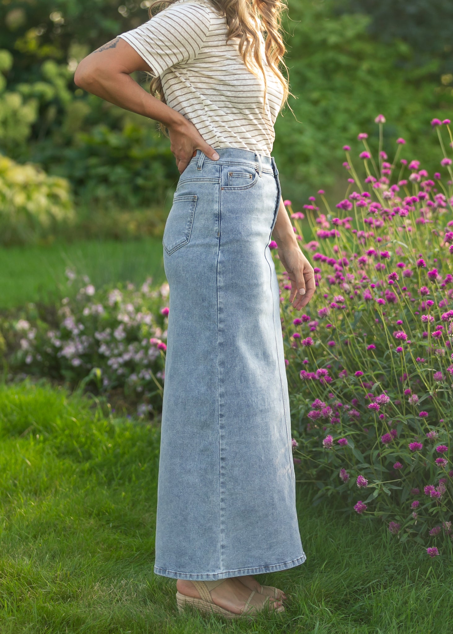 Jessa A-line Denim Maxi Skirt
