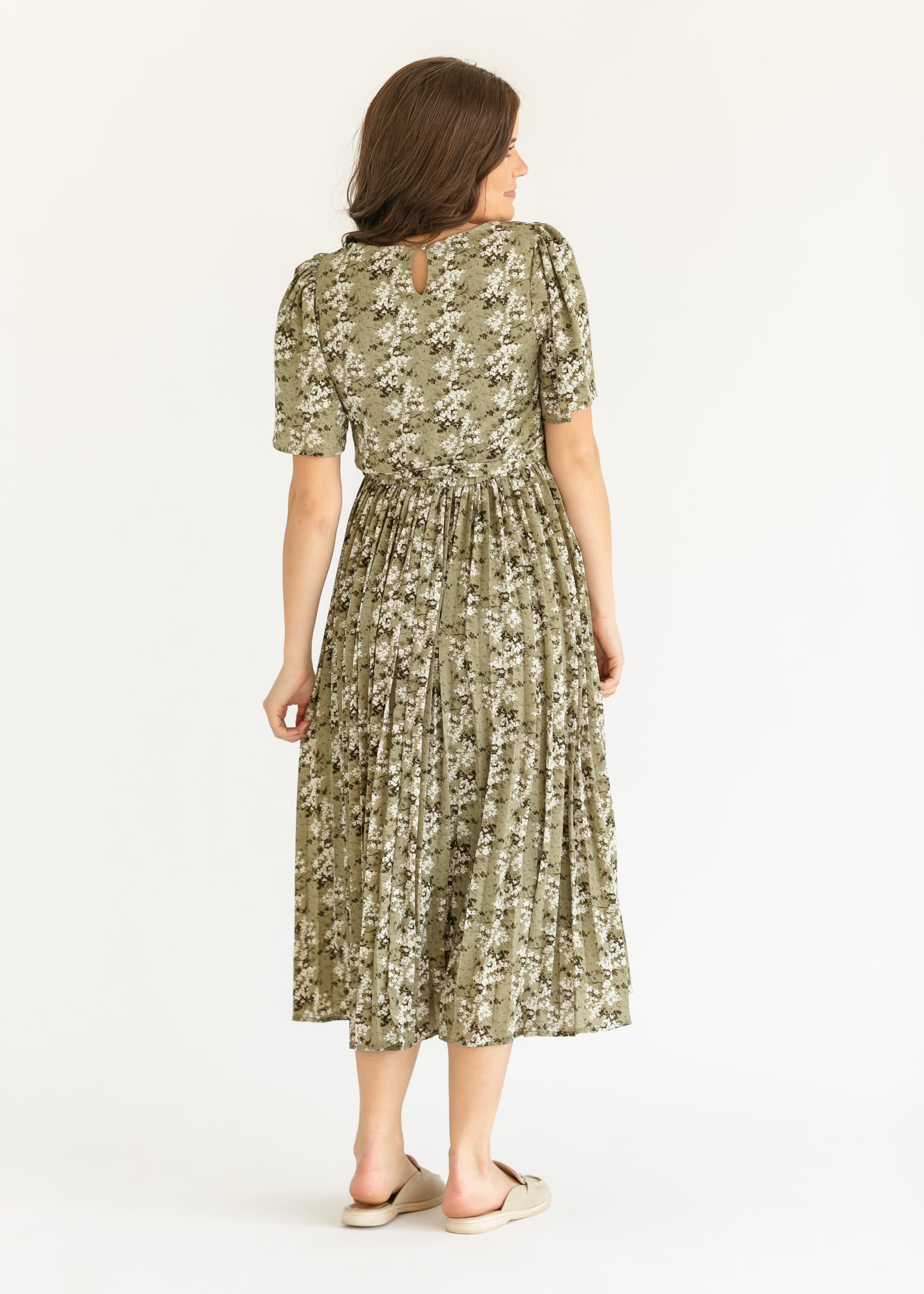 Louise Short Sleeve Pleated Midi Dress