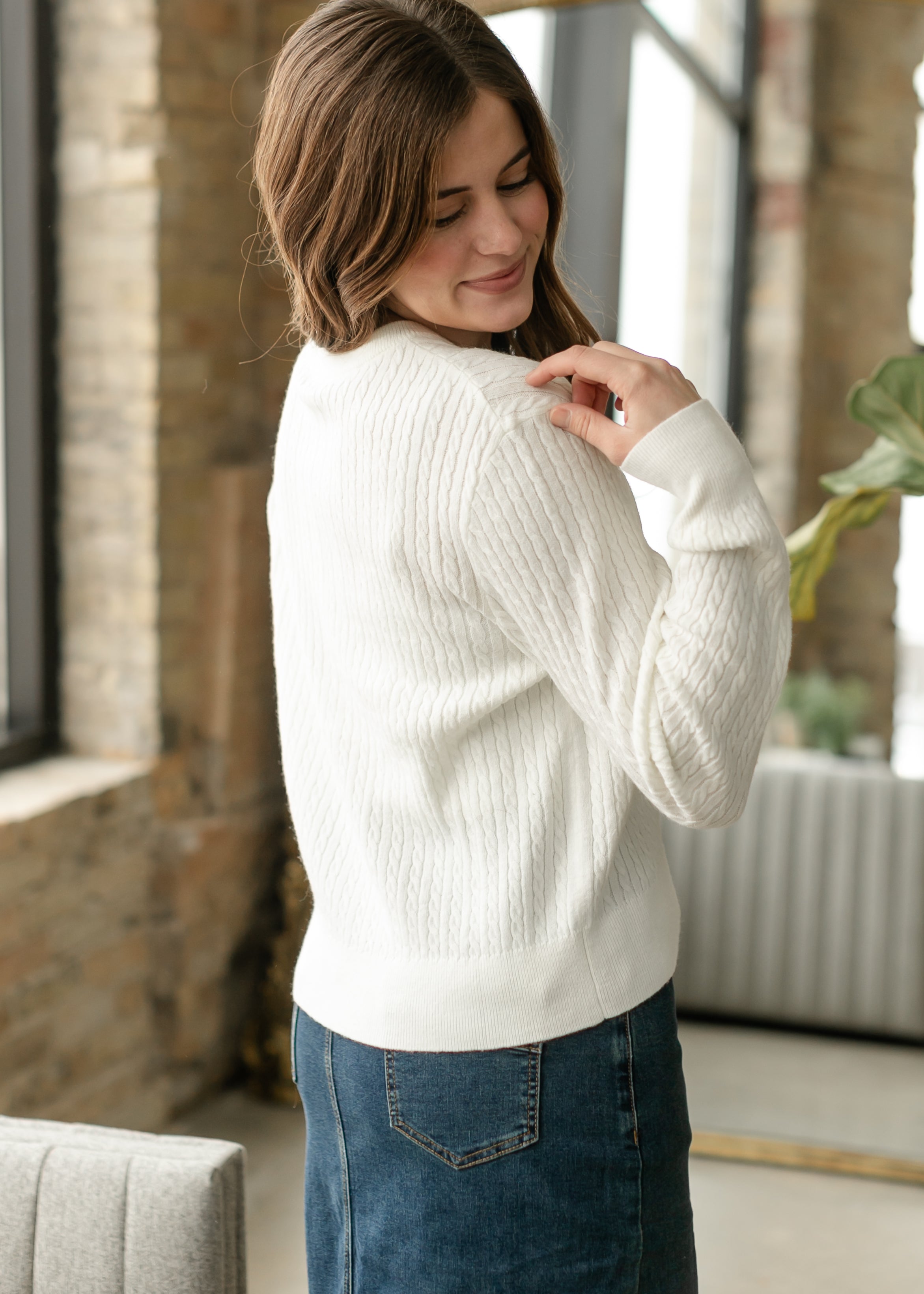 Mason White Button Up Cardigan