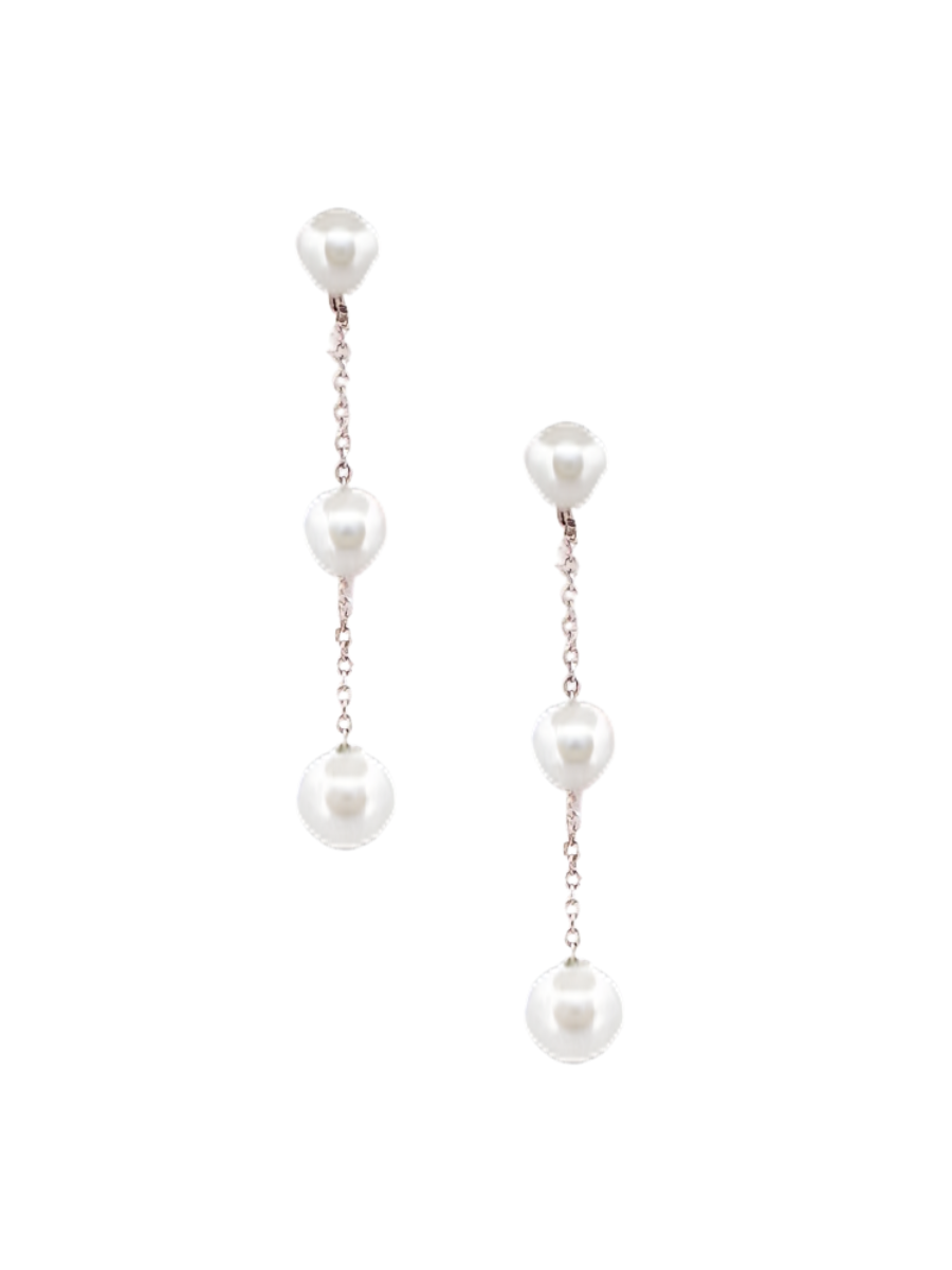 Royal Three Pearl Drop Dangle Earrings