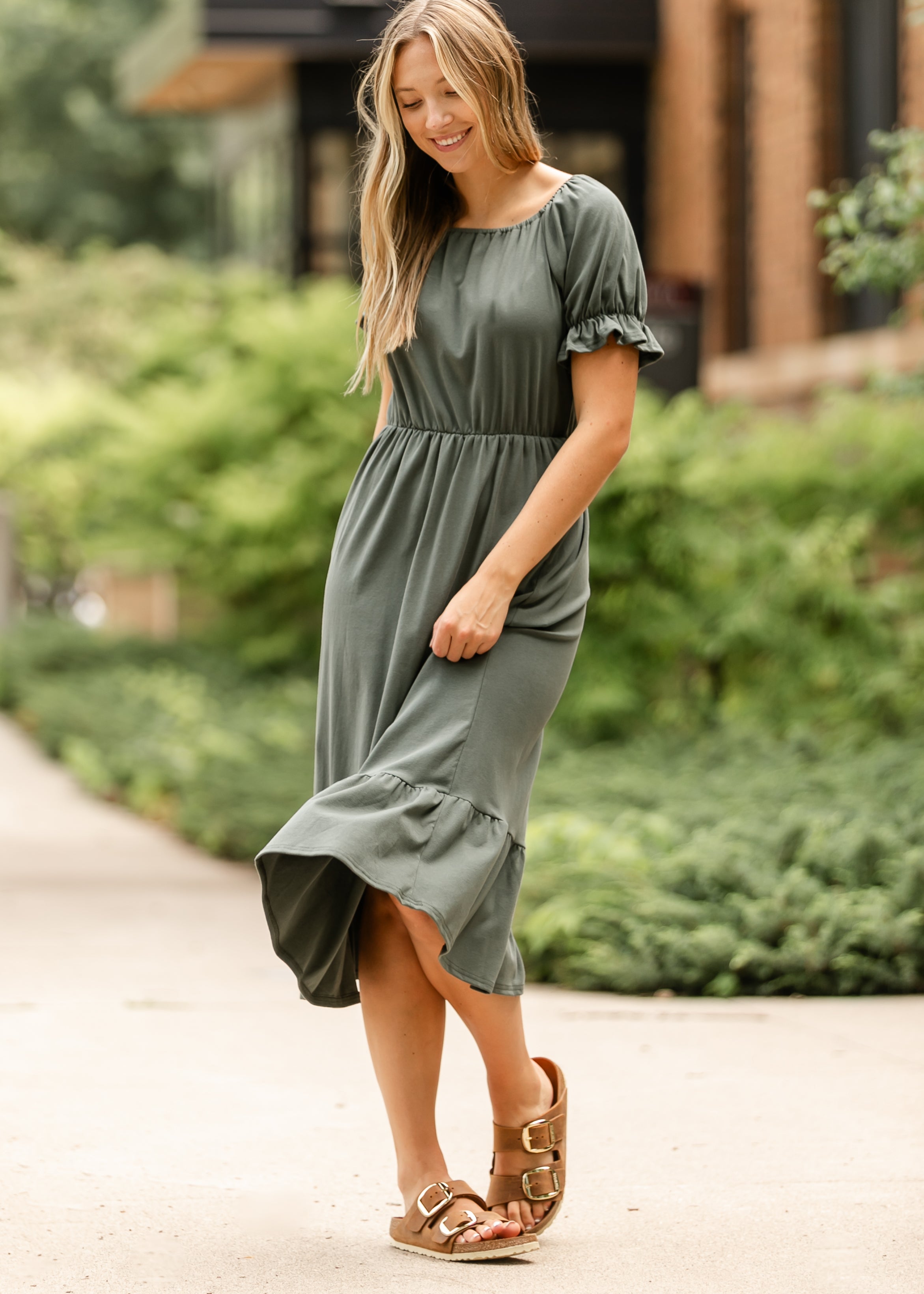 Amy Puff Sleeve Midi Dress