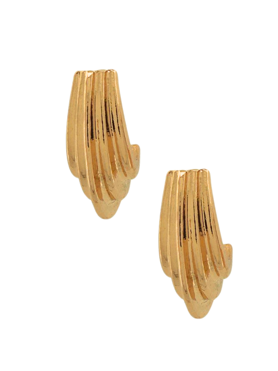 Rippling Curve Ribbed Drop Matte Earrings