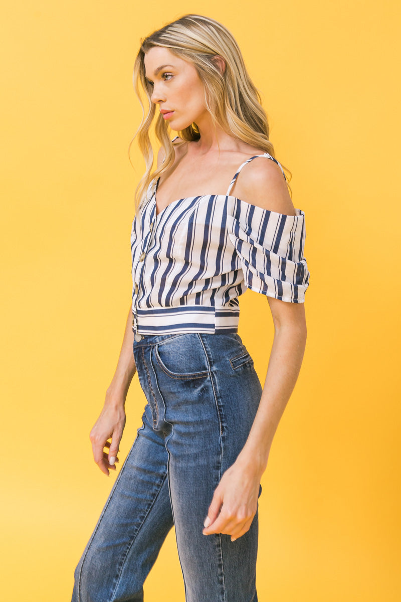 REGARDING PROMISES STRIPE CROP TOP