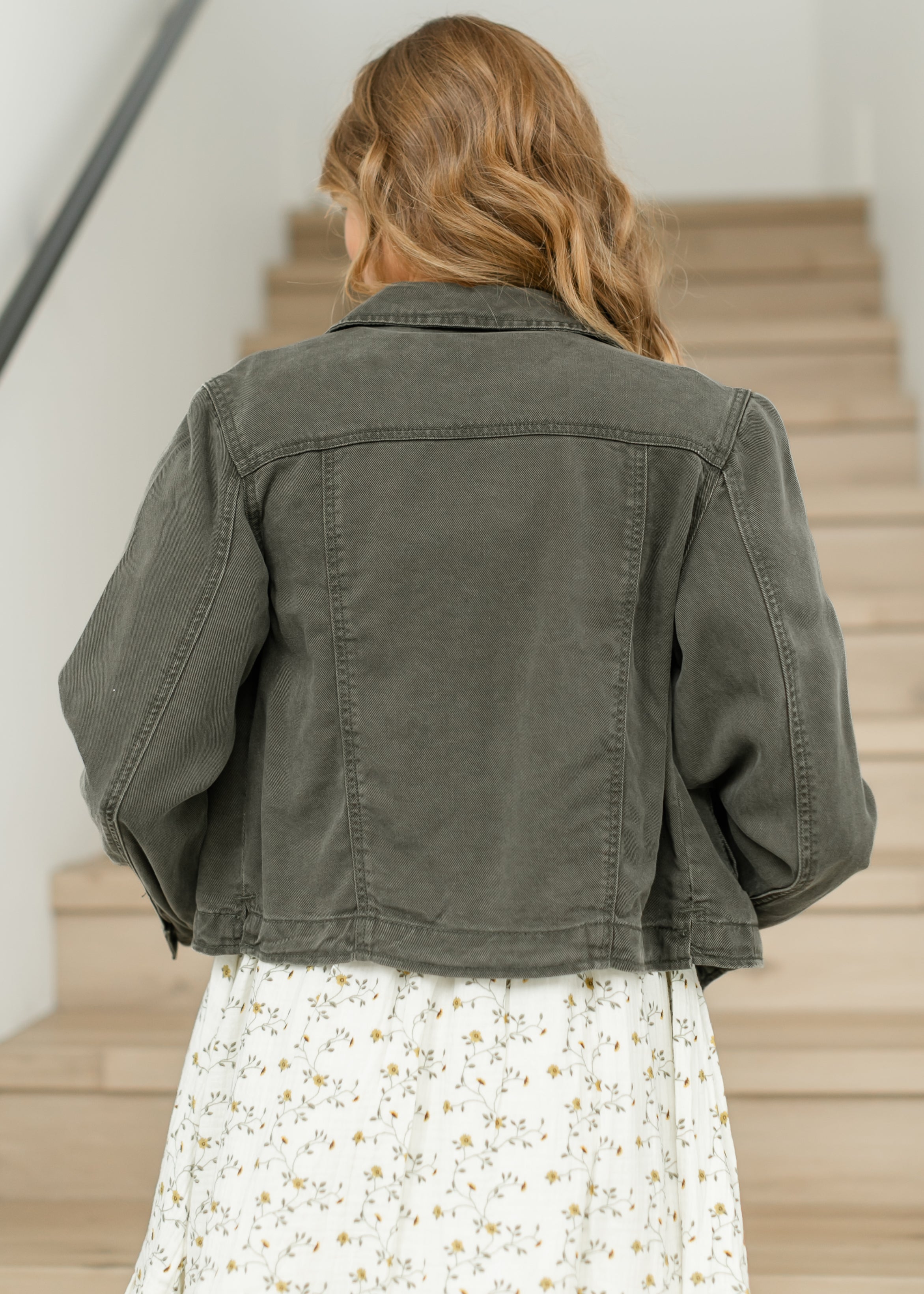 Shea Olive Lightweight Denim Jacket