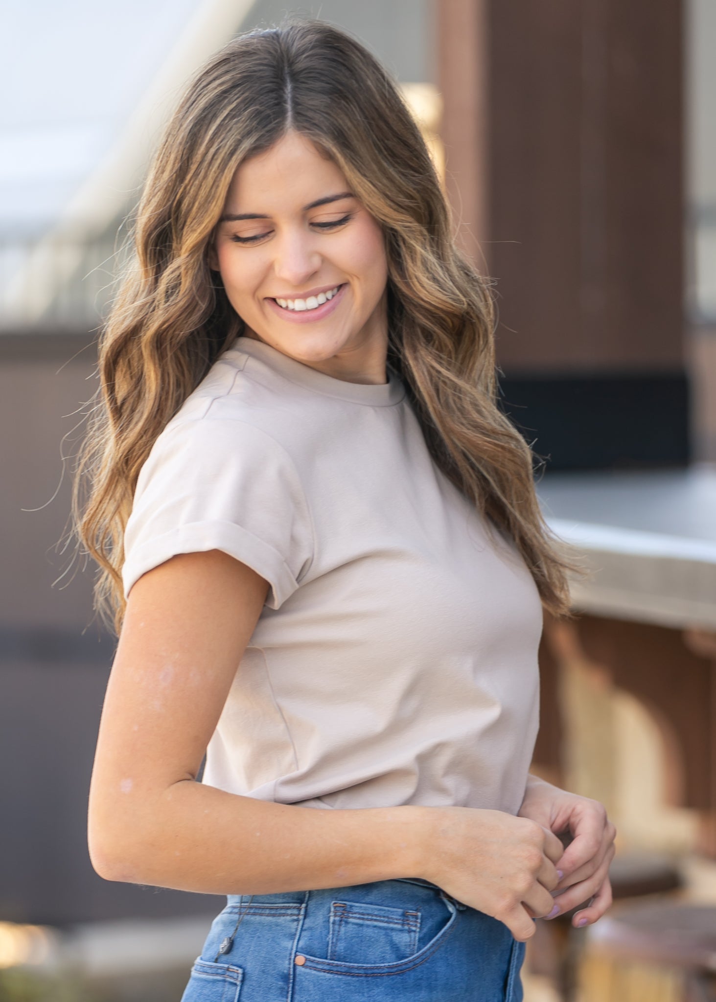 Essential Taupe Short Sleeve Basic T-shirt