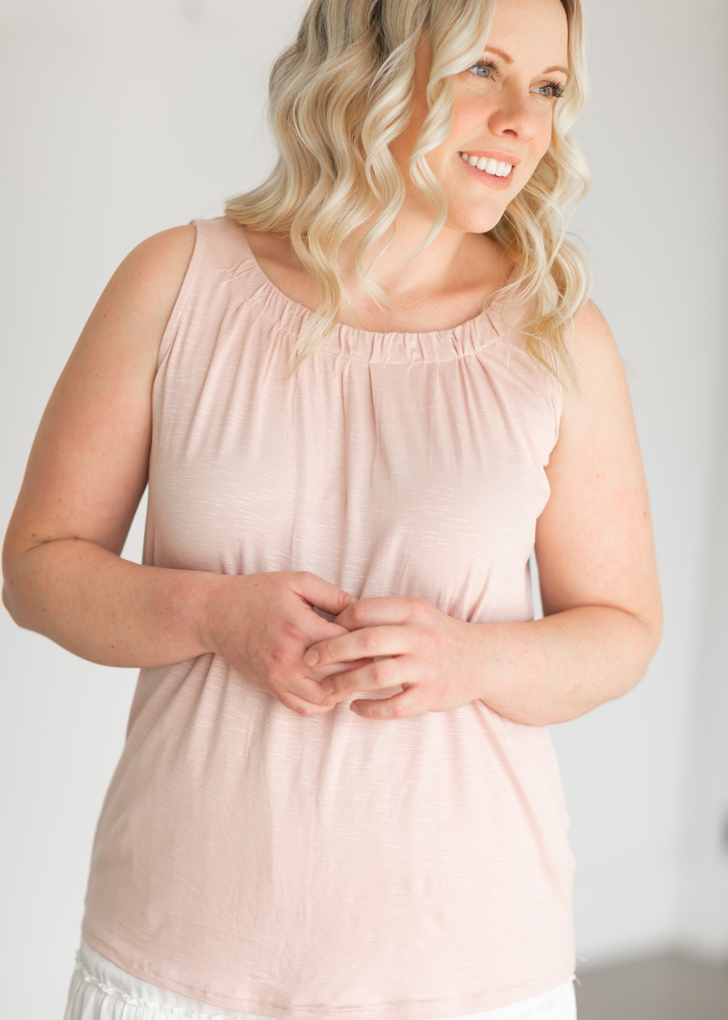 Essential Pleated Neck Layering Tank - FINAL SALE