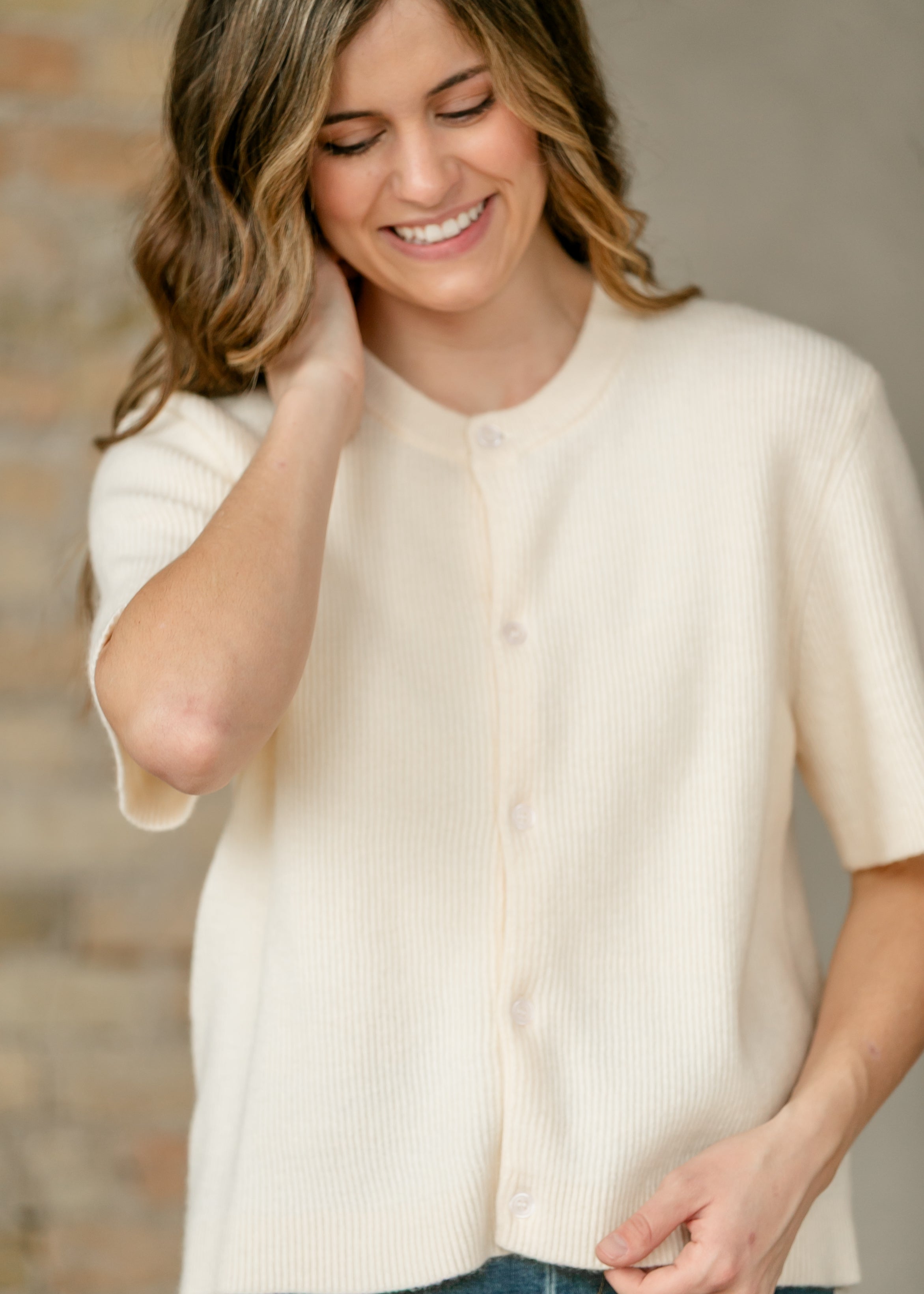 Zadie Short Sleeeve Button Front Cardigan